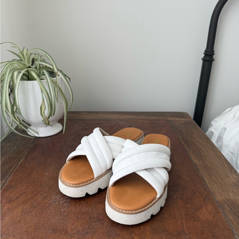 BC Footwear White Slide Sandals